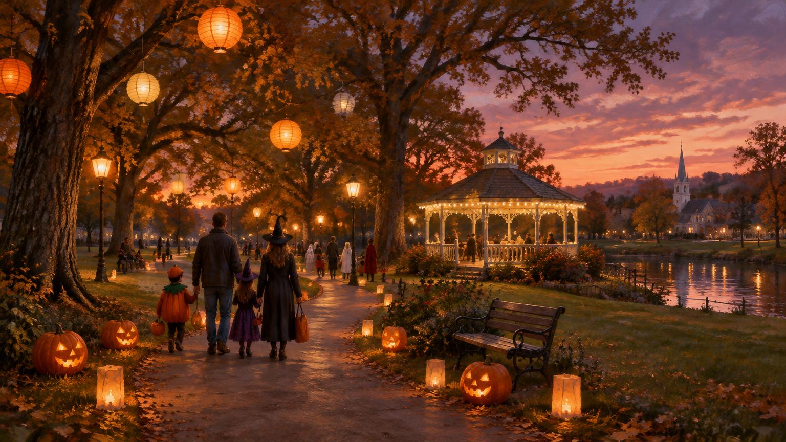 Illustrated scene for Halloween in the Park, Lovettsville